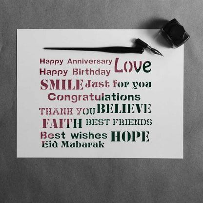 Mixx Wishes Words Reusable Stencil For Canvas And Wall Painting.ID#142