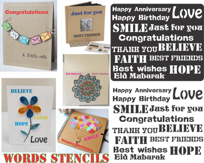 Mixx Wishes Words Reusable Stencil For Canvas And Wall Painting.ID#142