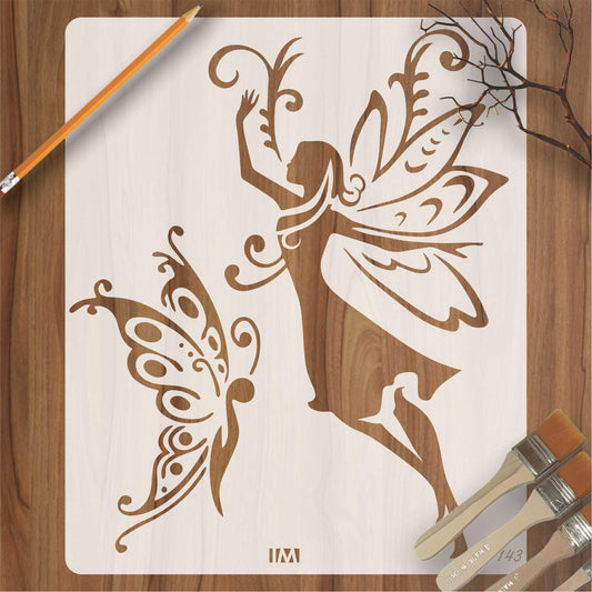 Easy Fairy & Butterfly Reusable Stencil For Canvas And Wall Painting.ID#143