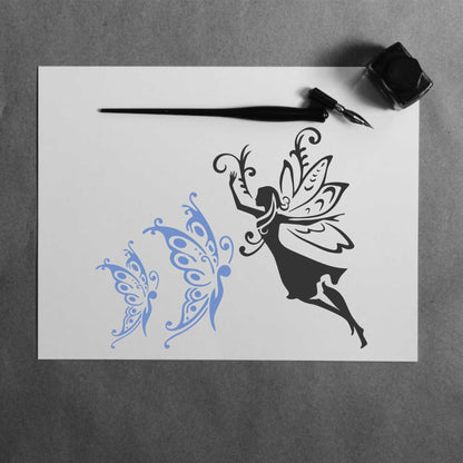 Easy Fairy & Butterfly Reusable Stencil For Canvas And Wall Painting.ID#143