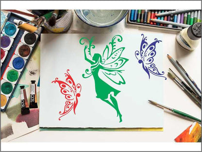 Easy Fairy & Butterfly Reusable Stencil For Canvas And Wall Painting.ID#143