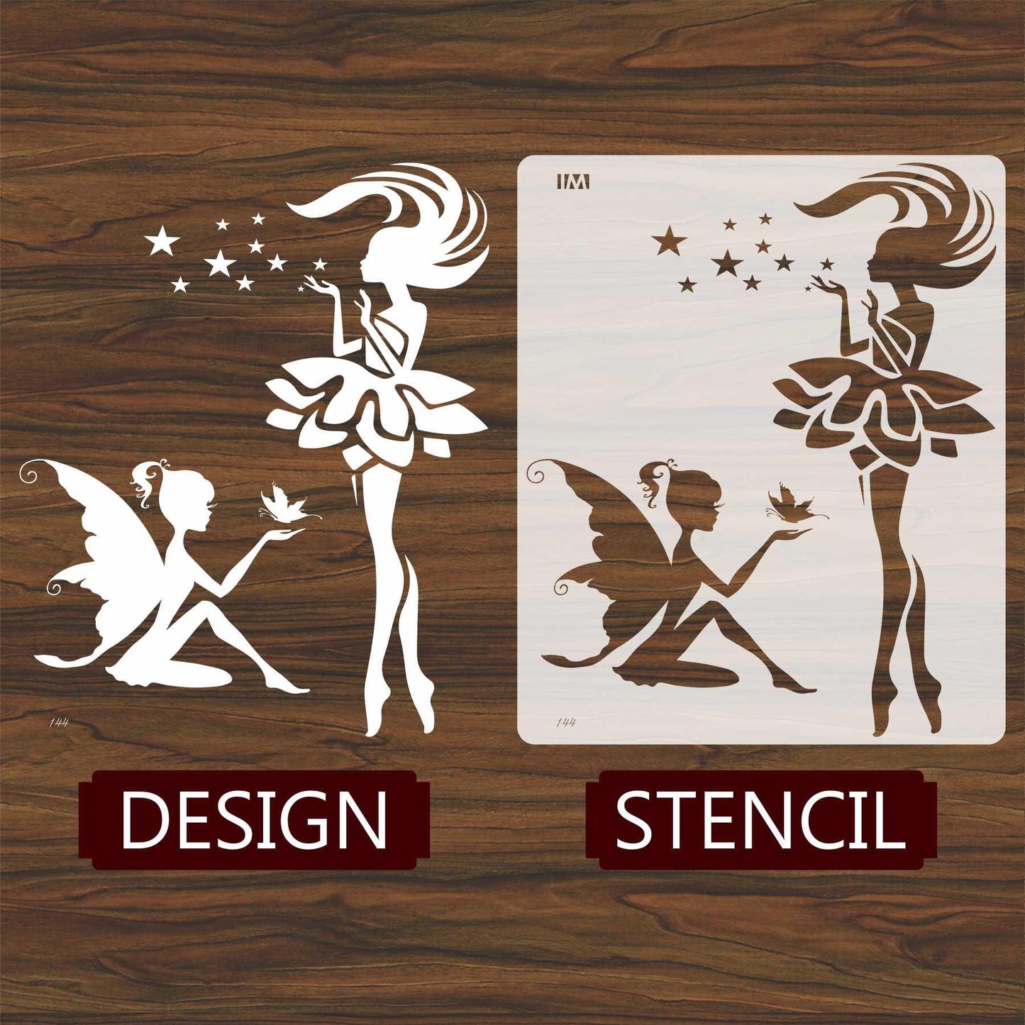 Grite Butterfly Wing Fairy Reusable Stencil For Canvas And Wall Painting.ID#144