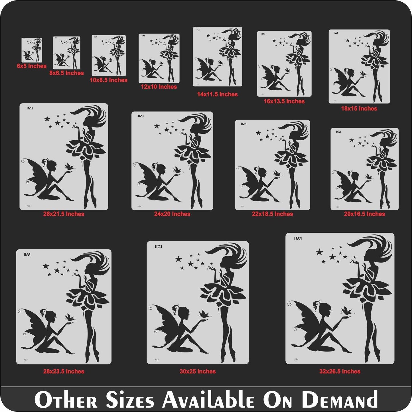 Grite Butterfly Wing Fairy Reusable Stencil For Canvas And Wall Painting.ID#144