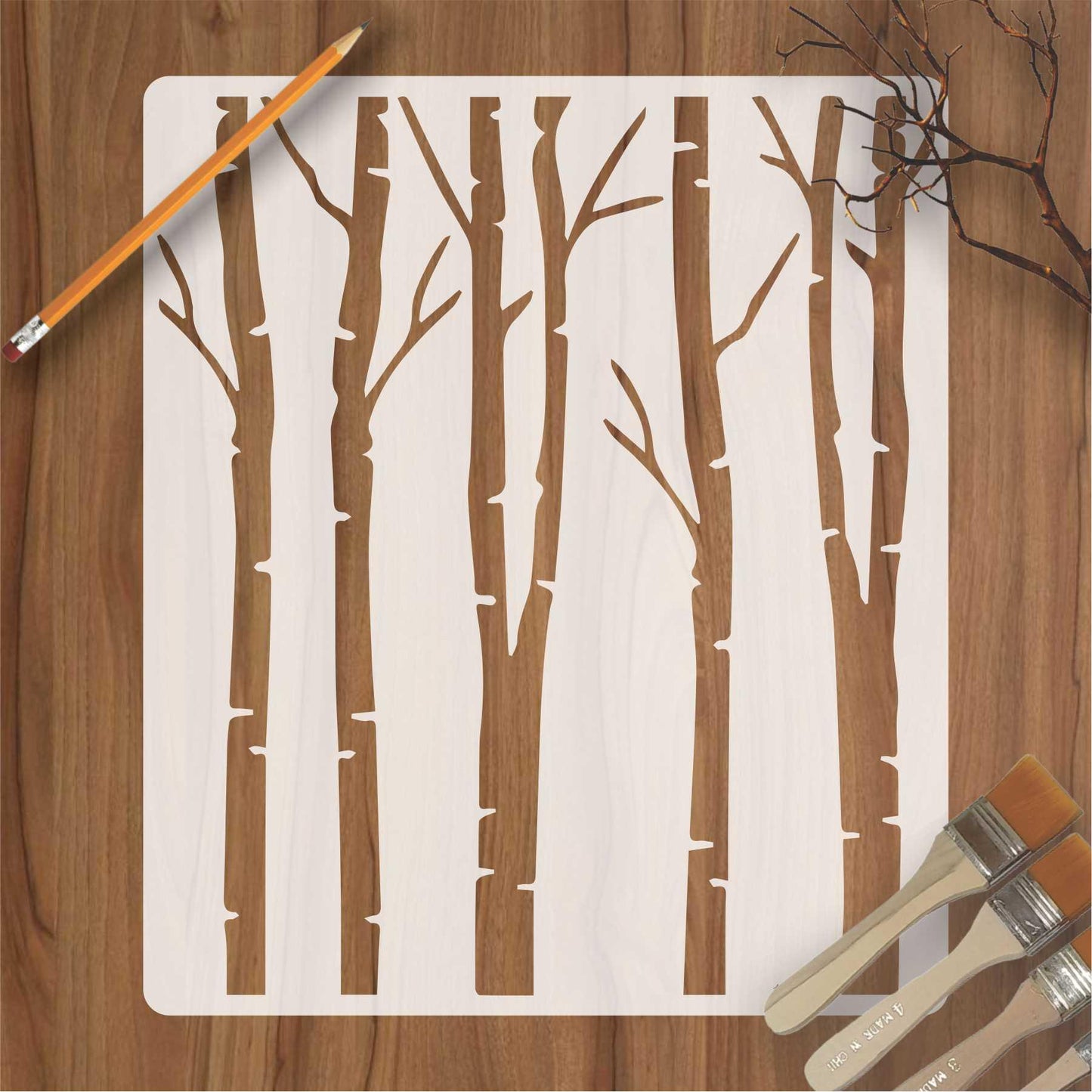 Brish Tree Reusable Stencil For Canvas And Wall Painting.ID#147