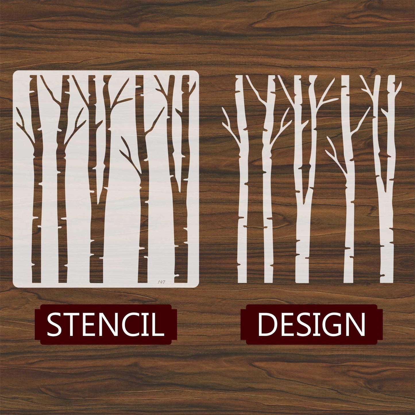 Brish Tree Reusable Stencil For Canvas And Wall Painting.ID#147