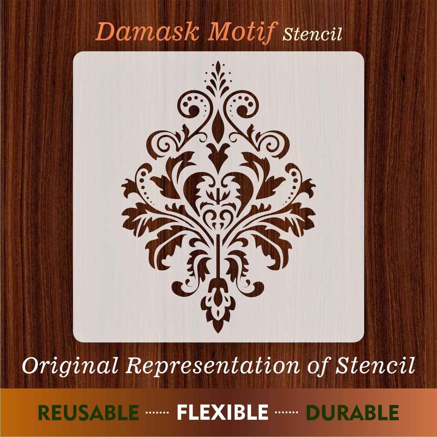 Damask Motif Reusable Stencil for Canvas and wall painting.ID#151