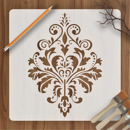 Damask Motif Reusable Stencil for Canvas and wall painting.ID#151