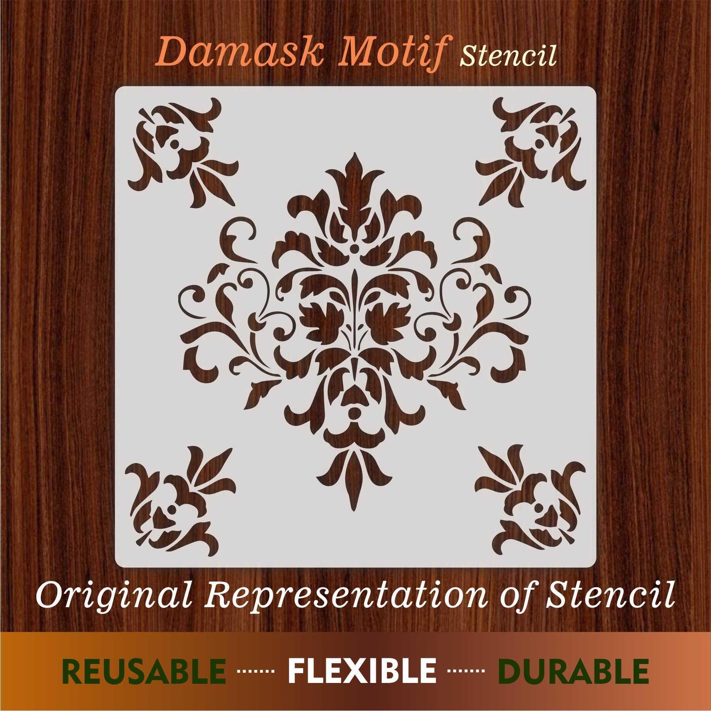 Damask Motif Reusable Stencil for Canvas and wall painting.ID#152
