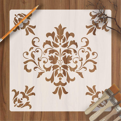 Damask Motif Reusable Stencil for Canvas and wall painting.ID#152