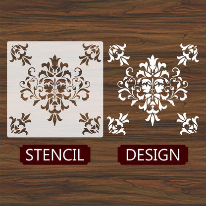 Damask Motif Reusable Stencil for Canvas and wall painting.ID#152