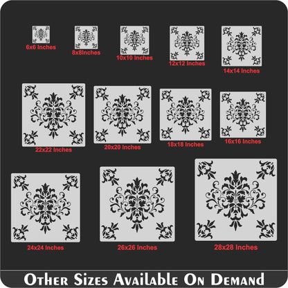 Damask Motif Reusable Stencil for Canvas and wall painting.ID#152