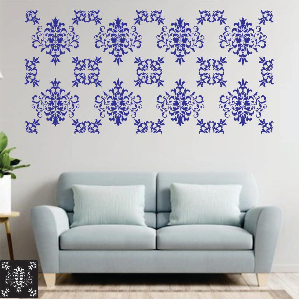 Damask Motif Reusable Stencil for Canvas and wall painting.ID#152