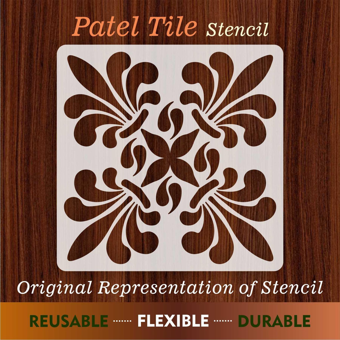 Patel Tile Reusable Stencil for Canvas and wall painting.ID#159
