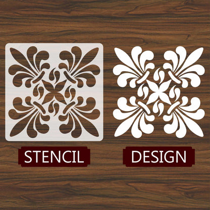 Patel Tile Reusable Stencil for Canvas and wall painting.ID#159