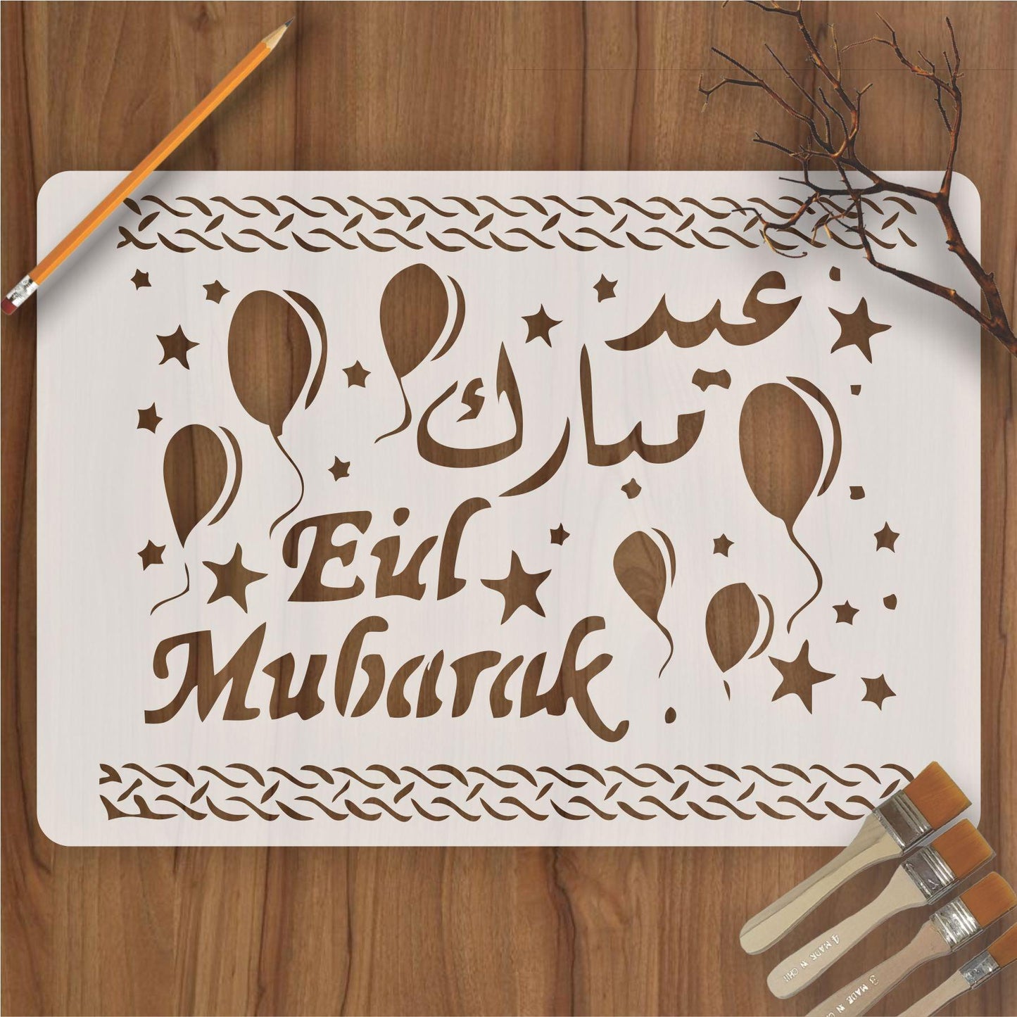 EID MUBARIK Stencil , Wall Stencils For wall Painting Airbrush Painting Art Cake Spray Mold DIY Decor Crafts Canvas.ID#15-1