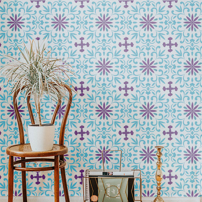 Floor Tile Pattern  Reusable Stencil For Canvas And Wall Painting.ID#201