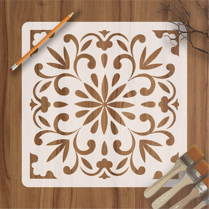 Floor Tile Pattern  Reusable Stencil For Canvas And Wall Painting.ID#201