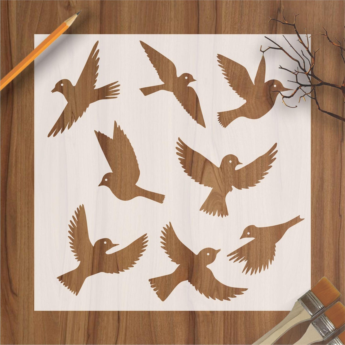 Flying Birds Reusable Stencil For Canvas And Wall Painting.ID#206