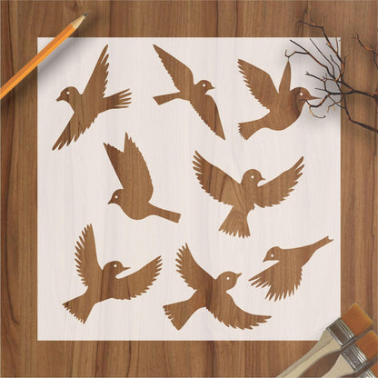 Flying Birds Reusable Stencil For Canvas And Wall Painting.ID#206