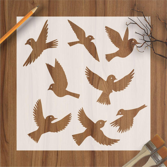 Flying Birds Reusable Stencil For Canvas And Wall Painting.ID#206