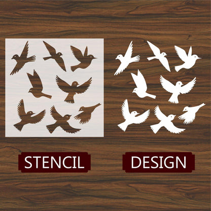 Flying Birds Reusable Stencil For Canvas And Wall Painting.ID#206