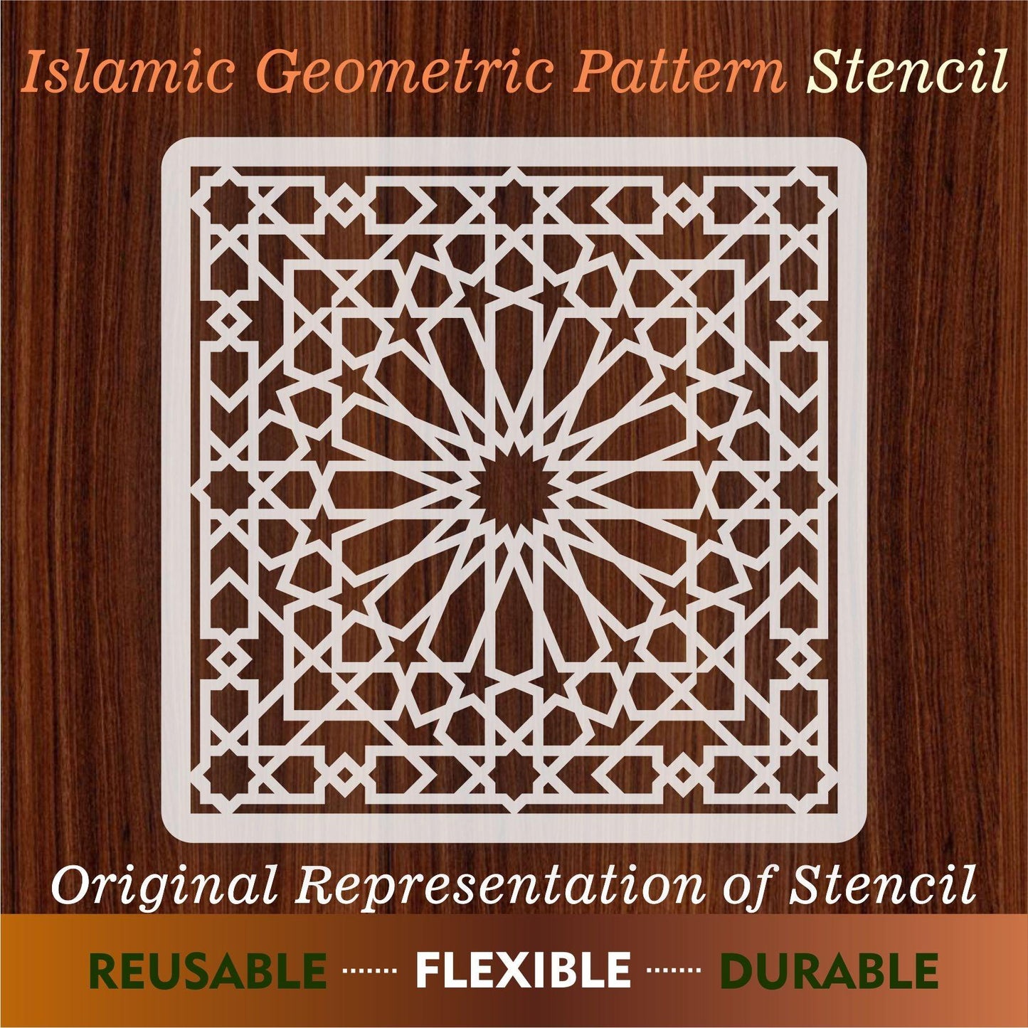 Islamic Geometric Pattern Reusable Stencil For Canvas And Wall Painting.ID#207