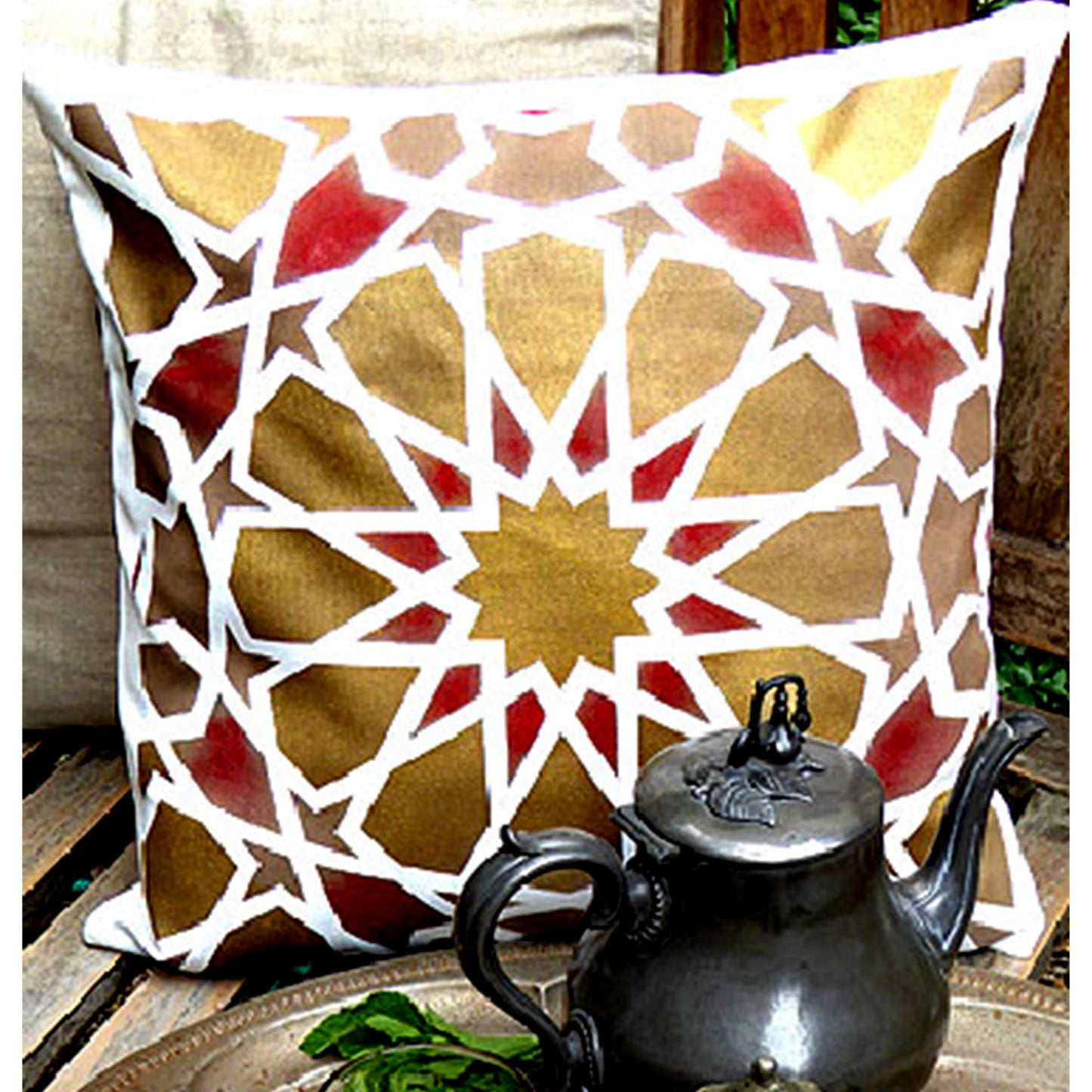 Islamic Geometric Pattern Reusable Stencil For Canvas And Wall Painting.ID#207