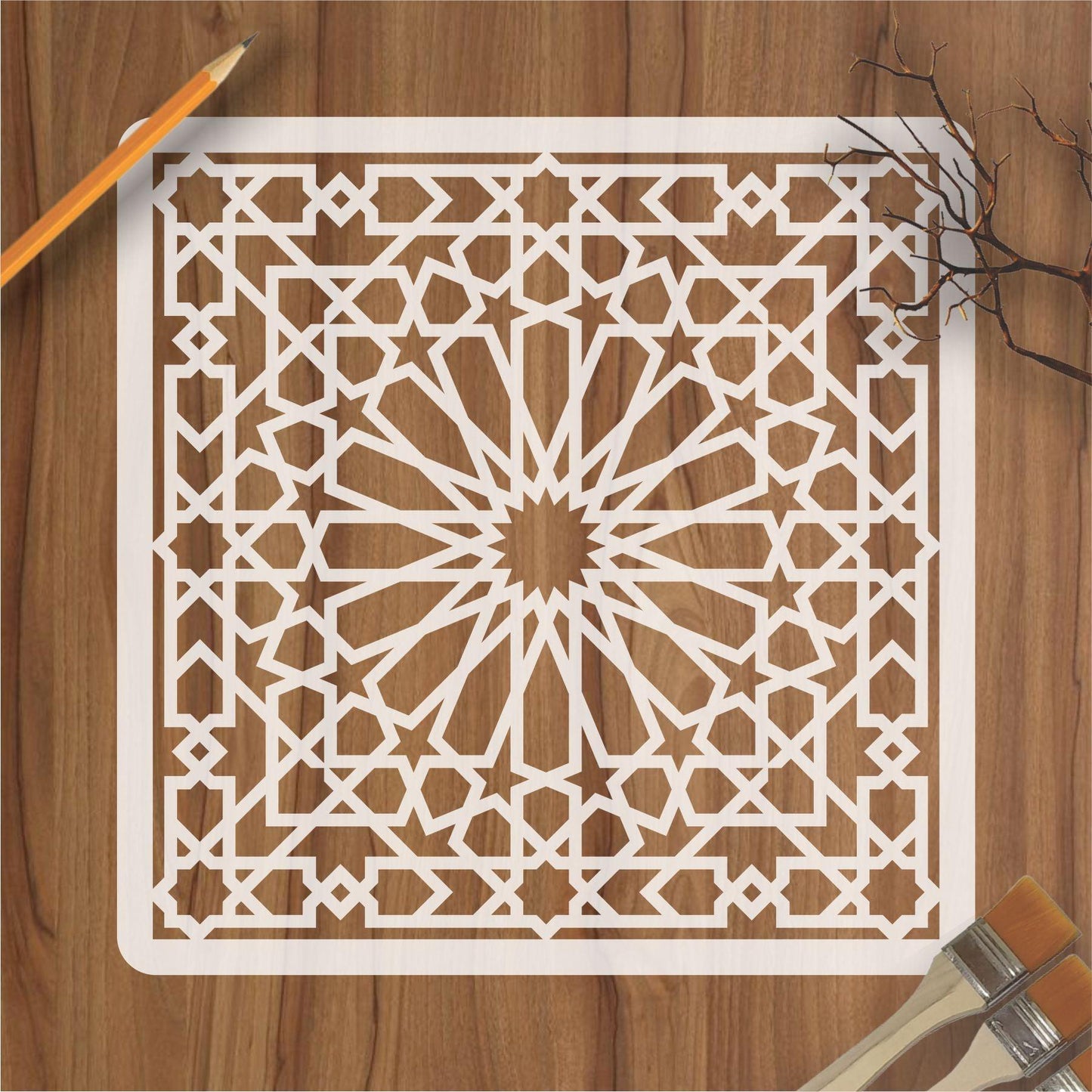 Islamic Geometric Pattern Reusable Stencil For Canvas And Wall Painting.ID#207