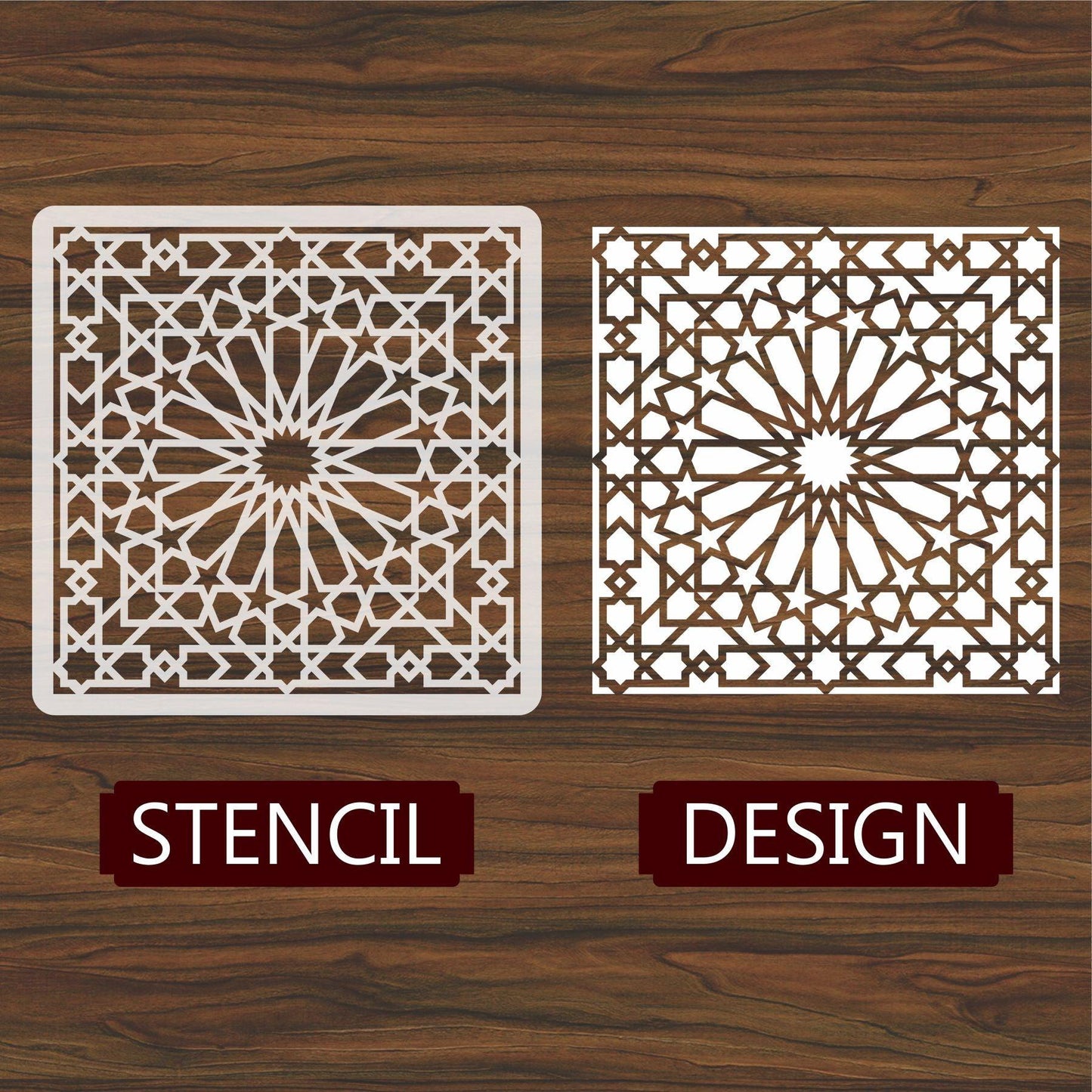 Islamic Geometric Pattern Reusable Stencil For Canvas And Wall Painting.ID#207