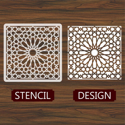Islamic Geometric Pattern Reusable Stencil For Canvas And Wall Painting.ID#207