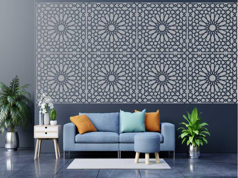 Islamic Geometric Pattern Reusable Stencil For Canvas And Wall Painting.ID#207