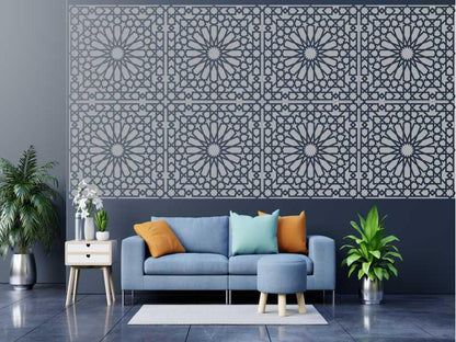 Islamic Geometric Pattern Reusable Stencil For Canvas And Wall Painting.ID#207