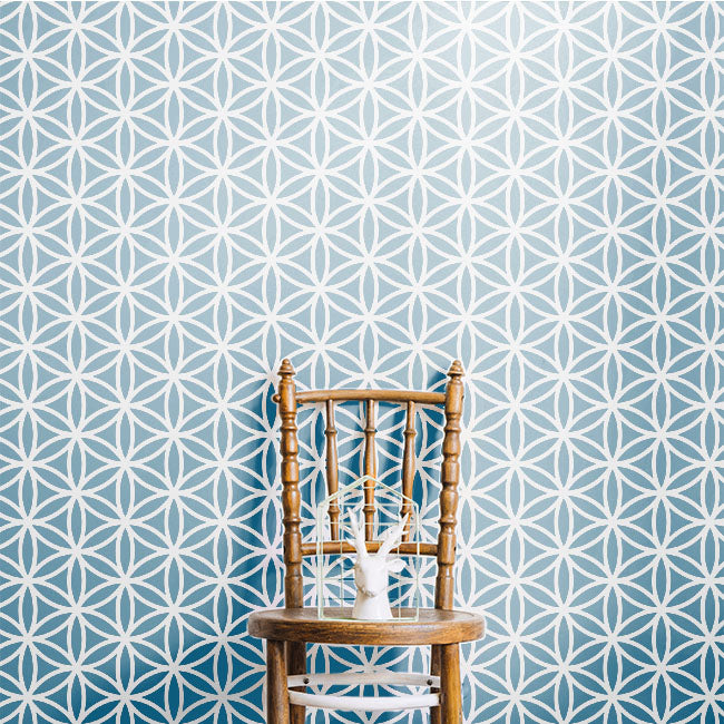 Flower of Life Pattern Moroccan Fabric Reusable Stencil For Canvas And Wall Painting.ID#208H