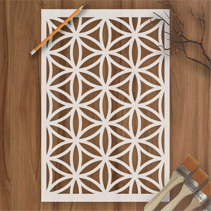 Flower of Life Pattern Moroccan Fabric Reusable Stencil For Canvas And Wall Painting.ID#208H