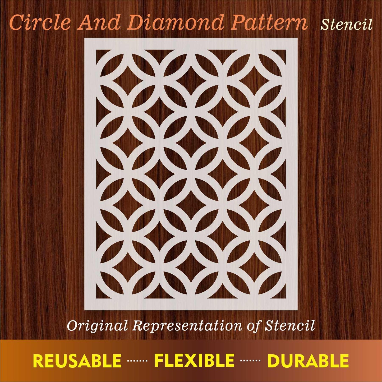 Circule And Diamond Pattern Reusable Stencil For Canvas And Wall Painting.ID#208I