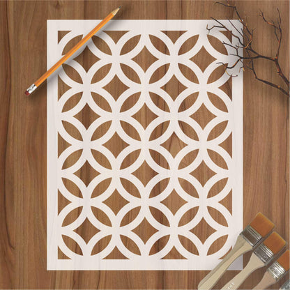 Circule And Diamond Pattern Reusable Stencil For Canvas And Wall Painting.ID#208I
