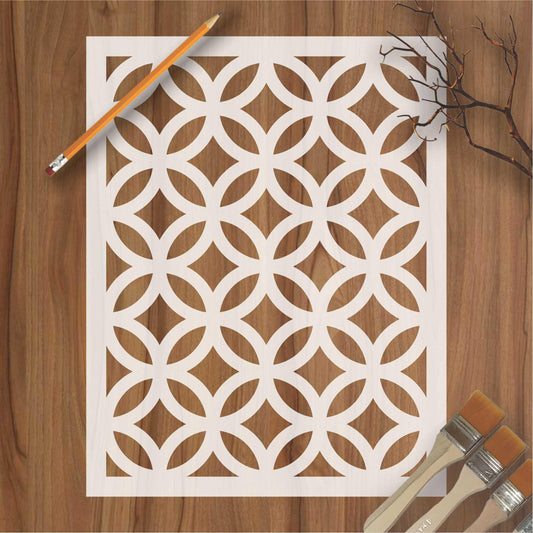 Circule And Diamond Pattern Reusable Stencil For Canvas And Wall Painting.ID#208I