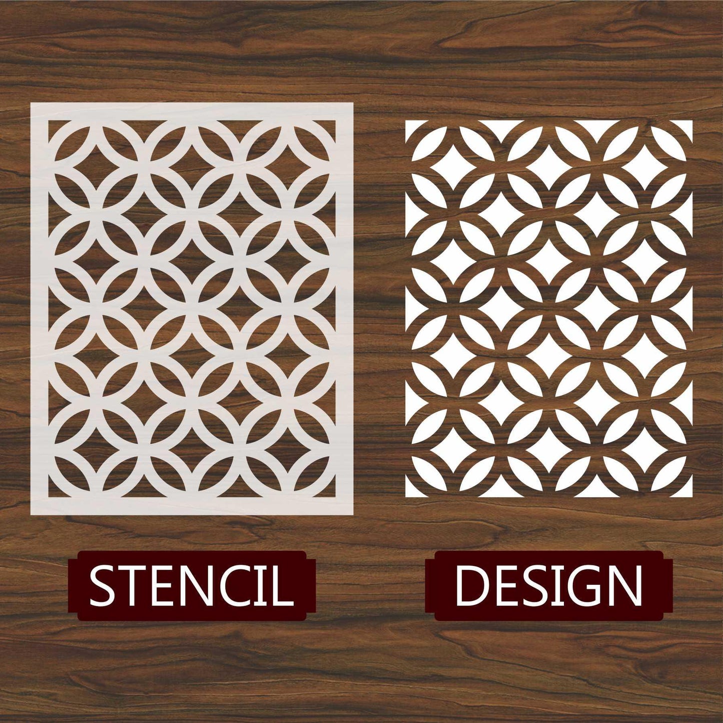 Circule And Diamond Pattern Reusable Stencil For Canvas And Wall Painting.ID#208I