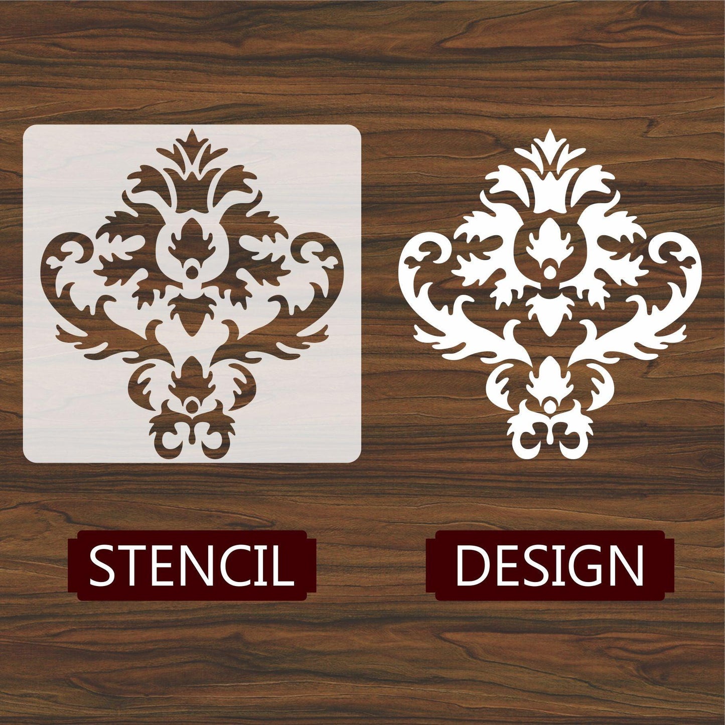 Damask floral pattern Reusable Stencil For Canvas And Wall Painting.ID#211