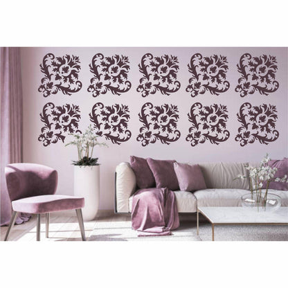 Damask floral pattern Reusable Stencil For Canvas And Wall Painting.ID#211