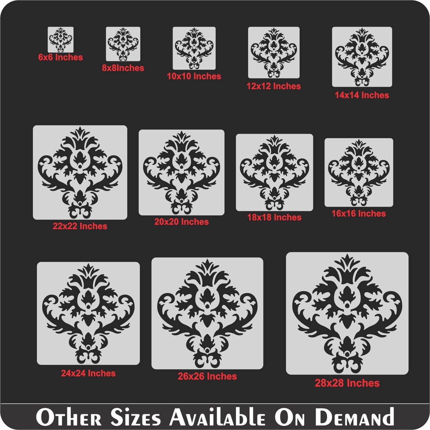 Damask floral pattern Reusable Stencil For Canvas And Wall Painting.ID#211