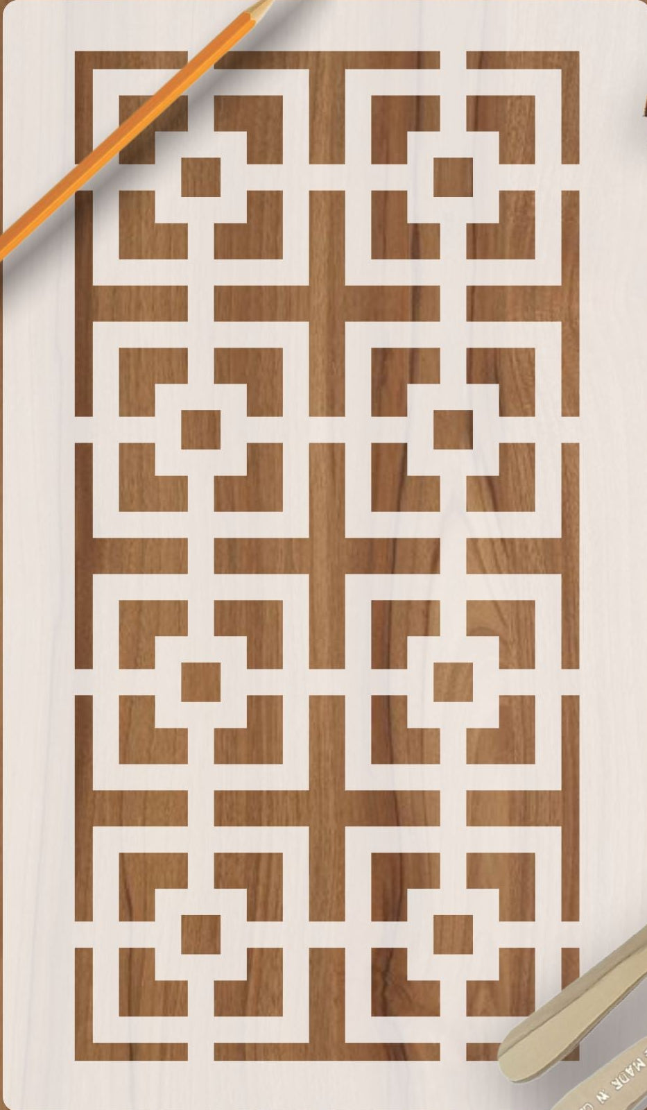 Korean symbol Jali Pattern Reusable Stencil For Canvas And Wall Painting.ID#212C