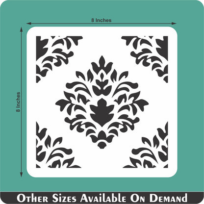 Crest Damask Reusable Stencil For Canvas And Wall Painting.ID#216