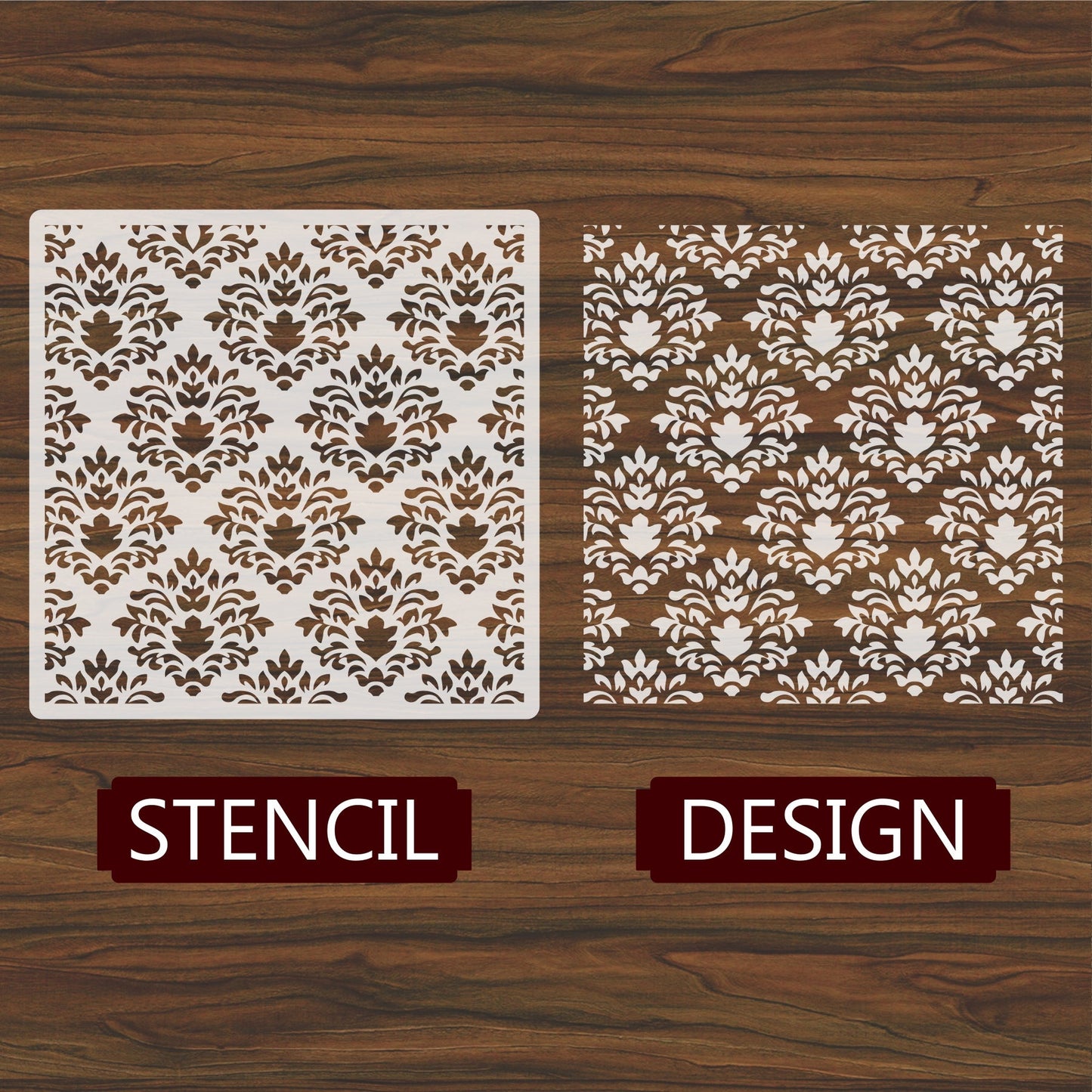 Crest Damask Reusable Stencil For Canvas And Wall Painting.ID#216