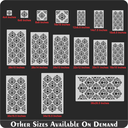 Crest Damask Reusable Stencil For Canvas And Wall Painting.ID#216