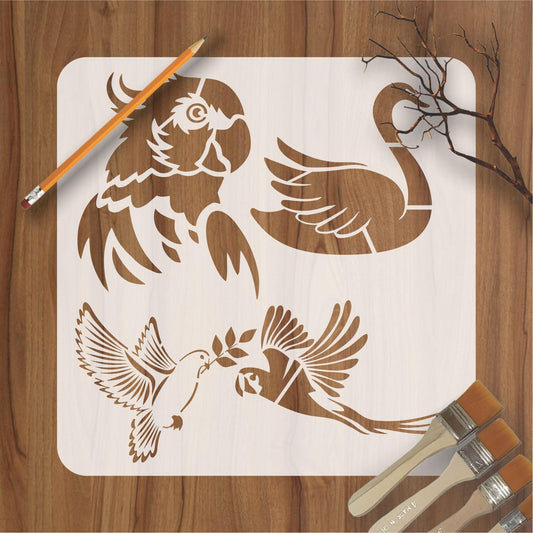 Different Bird Reusable Stencil For Canvas And Wall Painting.ID#217
