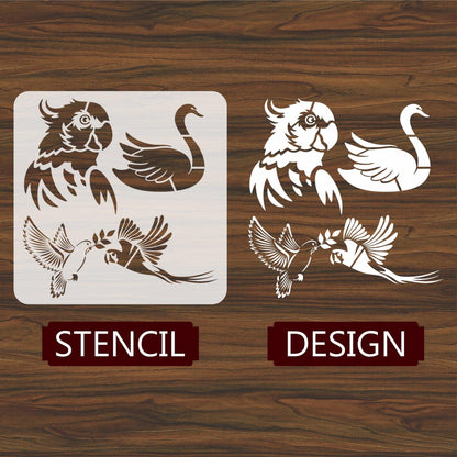 Different Bird Reusable Stencil For Canvas And Wall Painting.ID#217