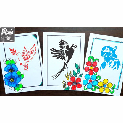 Different Bird Reusable Stencil For Canvas And Wall Painting.ID#217