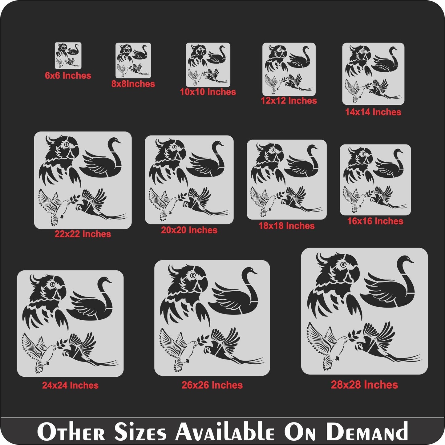 Different Bird Reusable Stencil For Canvas And Wall Painting.ID#217