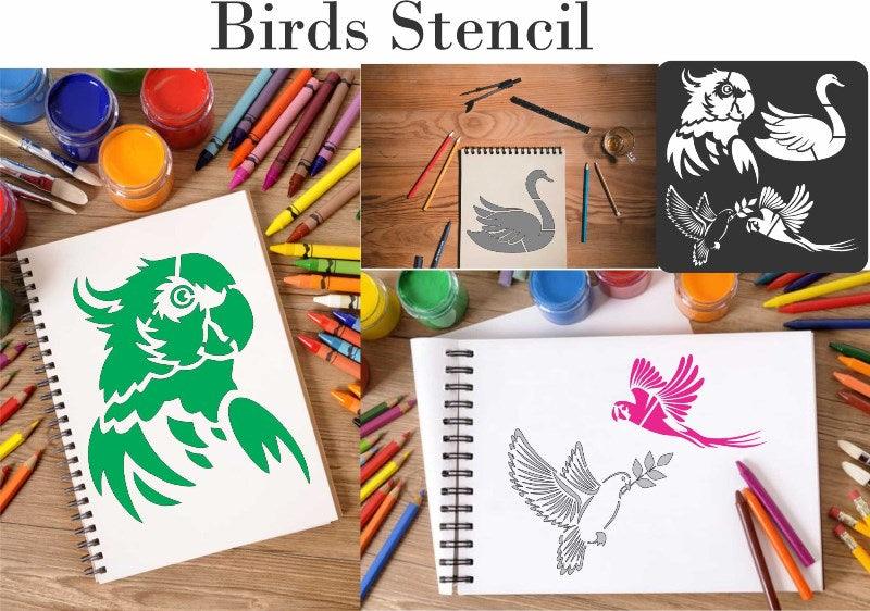 Different Bird Reusable Stencil For Canvas And Wall Painting.ID#217